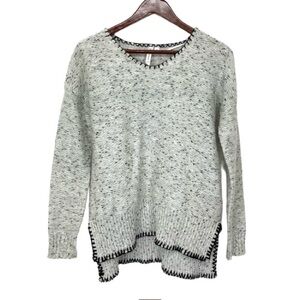 Cable & Gauge Winter Confetti Whipstitch Step Hem Fuzzy Knit Sweater Size XS